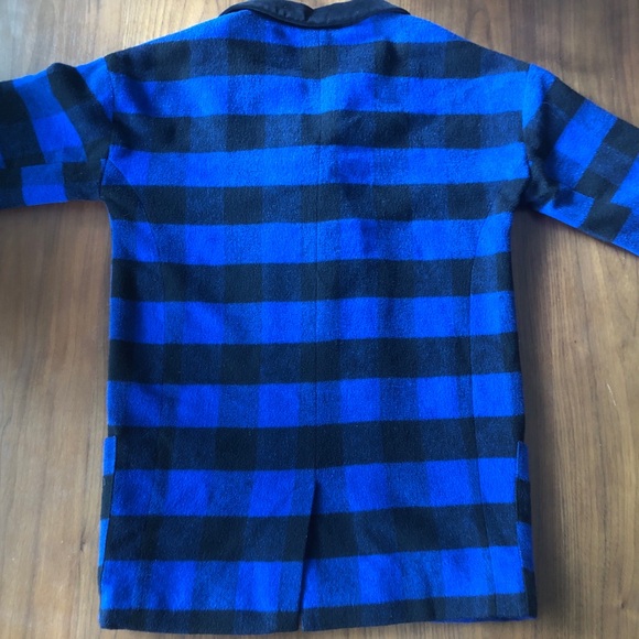 Alice & Urban Oputfitters Blue Buffalo Check Pea Coat ✨Ladies Size S Wool Blend - Picture 4 of 11